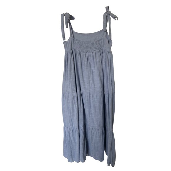 Zara Blue Tie-Strap Tiered Maxi Dress With Smocked Back - Picture 9 of 10